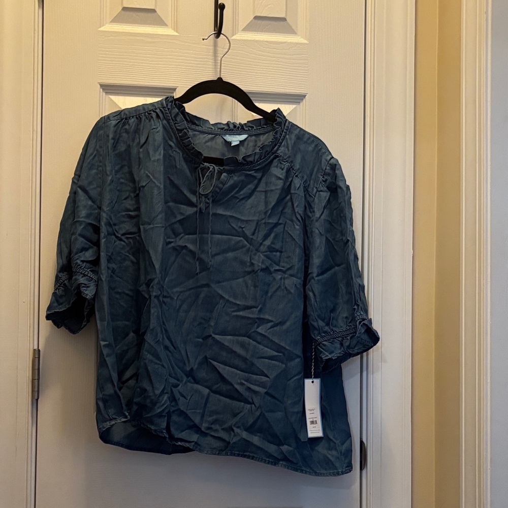 Draper James Denim Ruffle Top